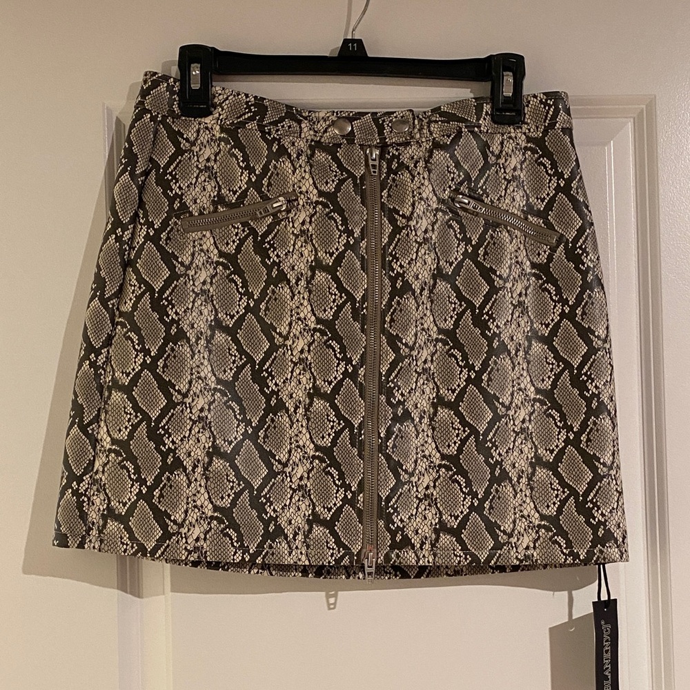 Blank NYC Snake Print Mini Skirt - Black and Cream